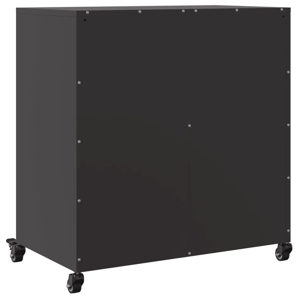 Credenza Nera 68x39x72 cm in Acciaio Laminato a Freddo 846650