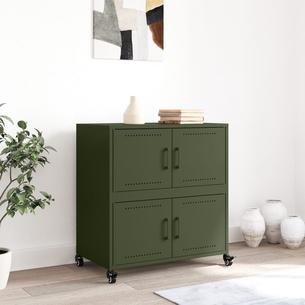 Credenza Verde Oliva 68x39x72 cm in Acciaio 846654