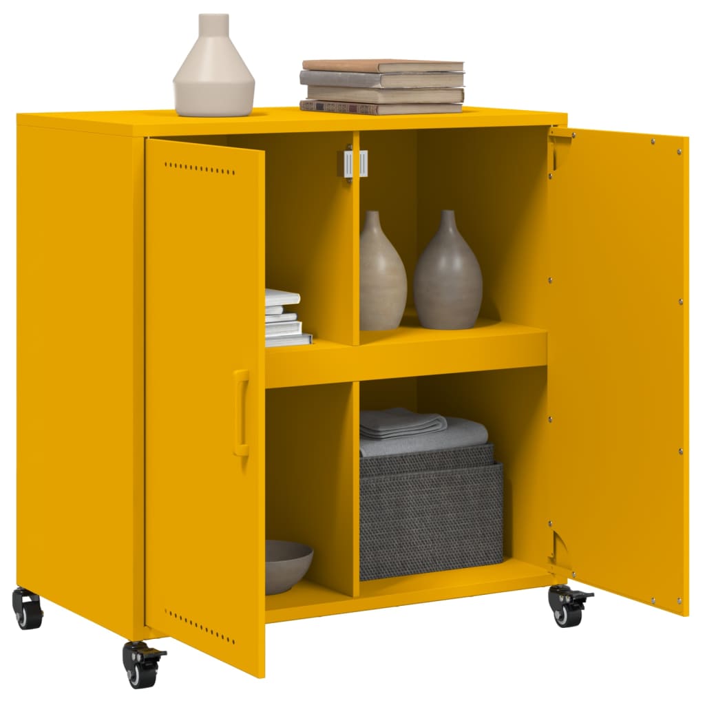 Credenza Giallo Senape 68,5x39x72 cm Acciaio Laminato a Freddo 846659