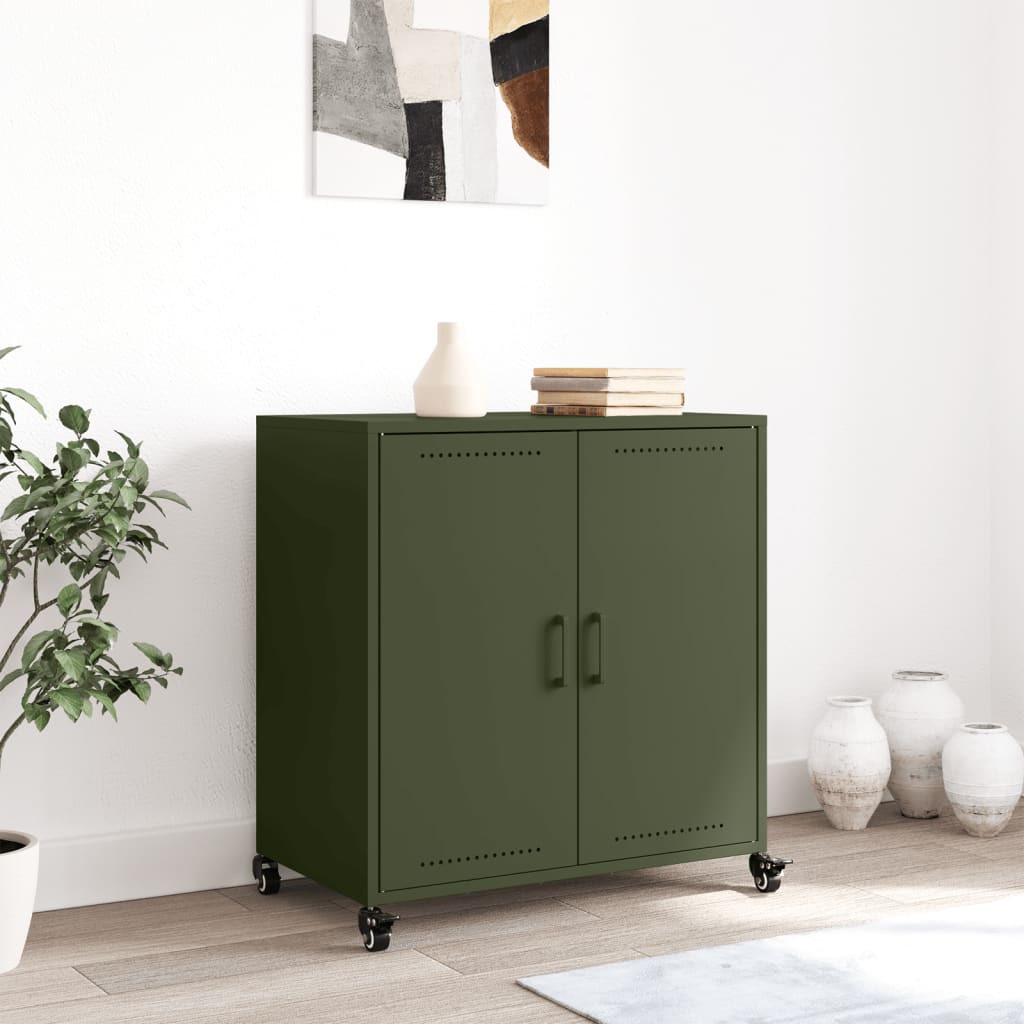 Credenza Verde Oliva 68,5x39x72 cm in Acciaio Laminato a Freddo 846660