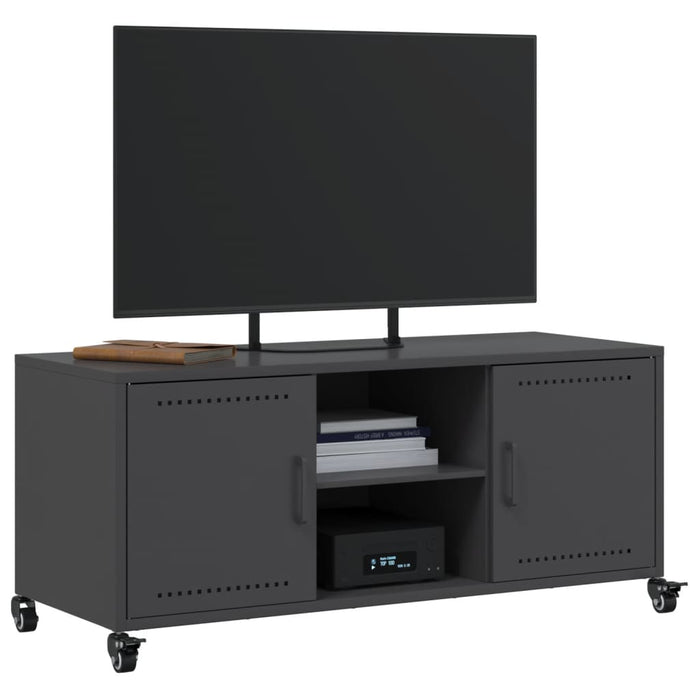 Mobile TV Nero 100,5x39x43,5 cm in Acciaio Laminato a Freddo 846662