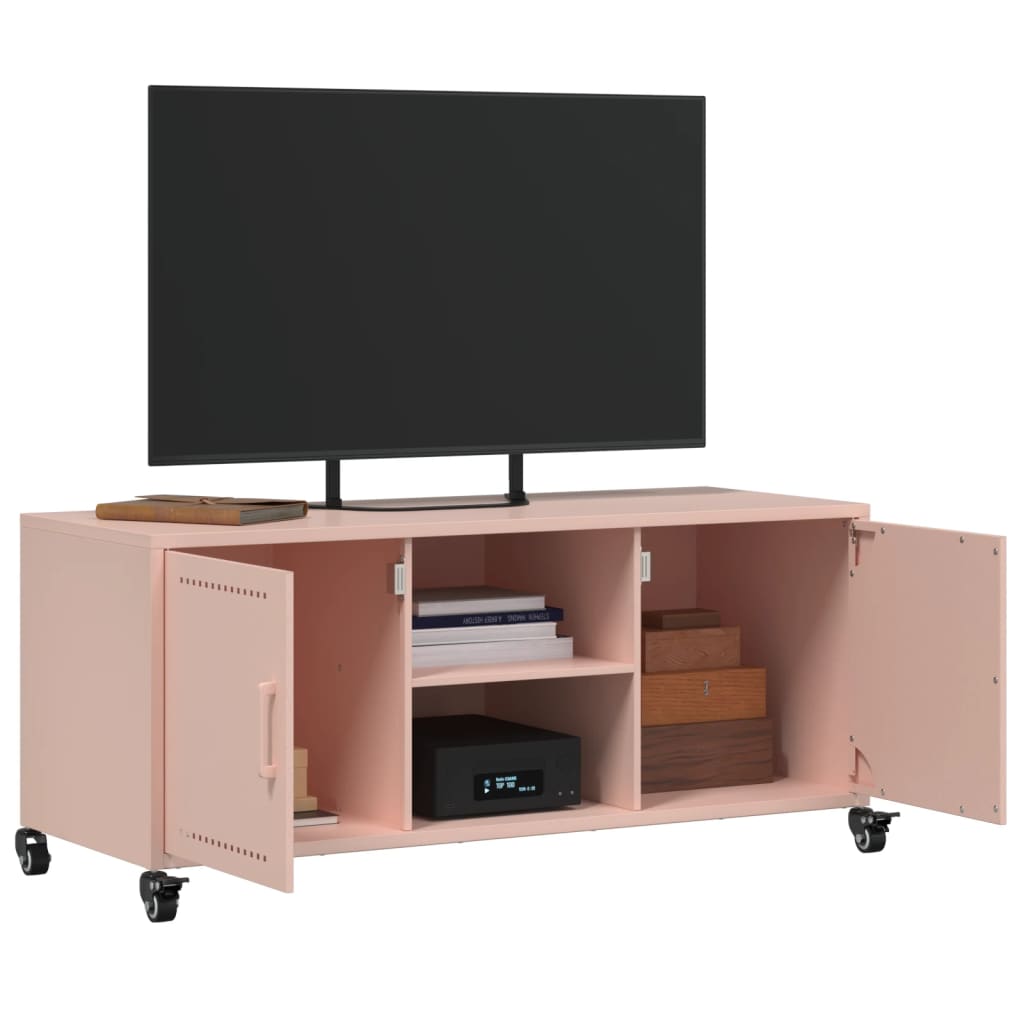 Mobile TV Rosa 100,5x39x43,5 cm in Acciaio Laminato a Freddo 846663