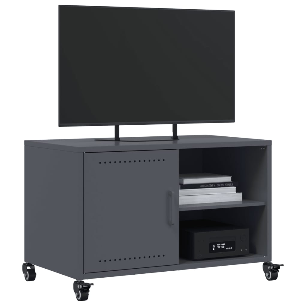 Mobile TV Antracite 68x39x43,5 cm in Acciaio Laminato a Freddo 846670