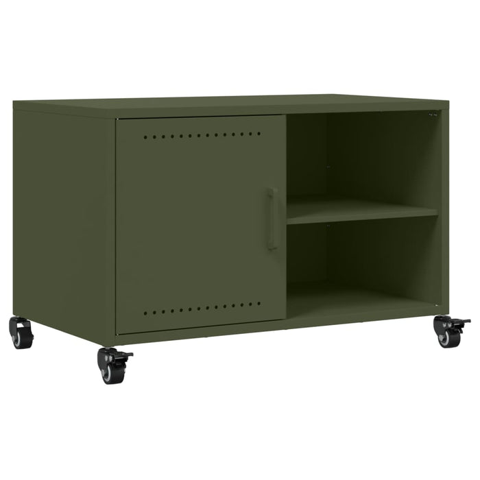 Mobile TV Verde Oliva 68x39x43,5cm in Acciaio Laminato a Freddo 846672