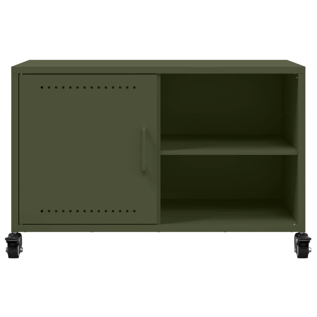 Mobile TV Verde Oliva 68x39x43,5cm in Acciaio Laminato a Freddo 846672