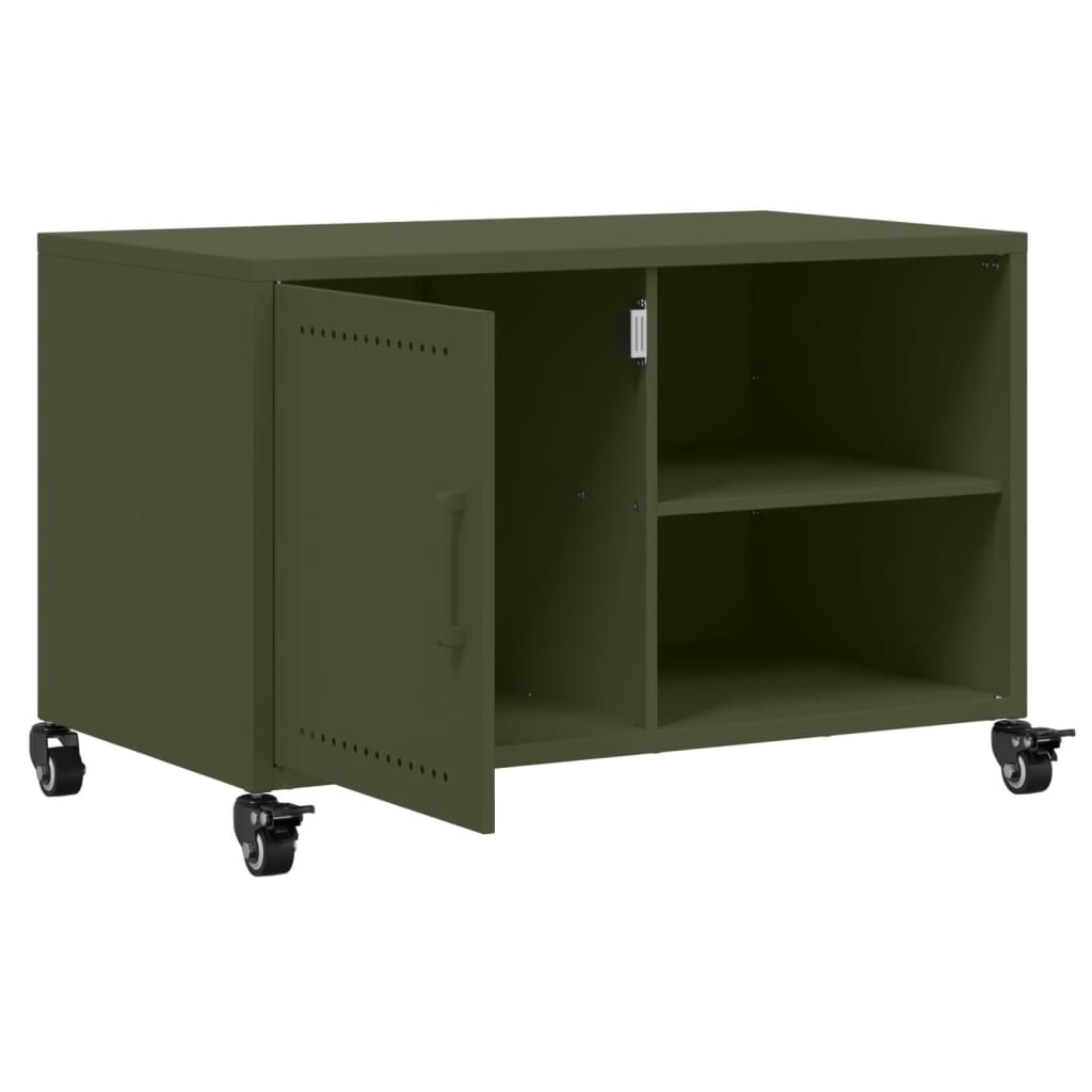 Mobile TV Verde Oliva 68x39x43,5cm in Acciaio Laminato a Freddo 846672