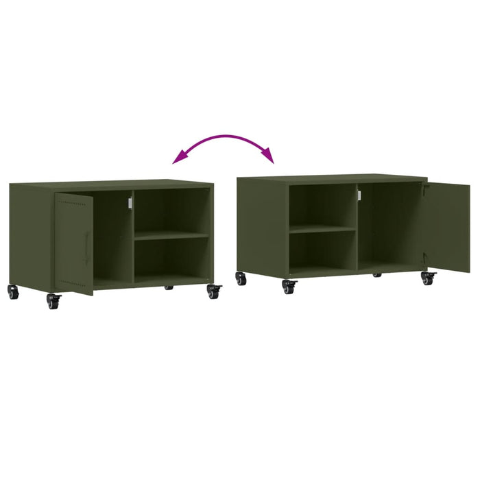 Mobile TV Verde Oliva 68x39x43,5cm in Acciaio Laminato a Freddo 846672