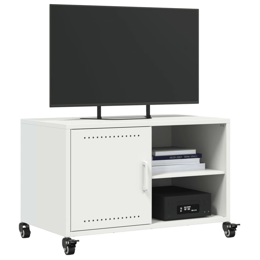 Mobile TV Bianco 68x39x43,5 cm in Acciaio Laminato a Freddo 846673