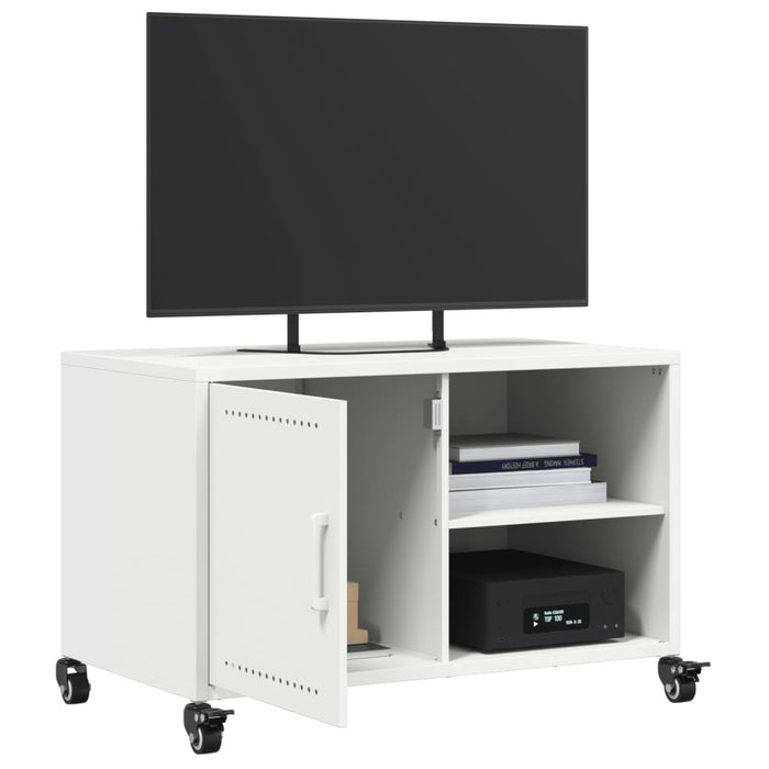 Mobile TV Bianco 68x39x43,5 cm in Acciaio Laminato a Freddo 846673