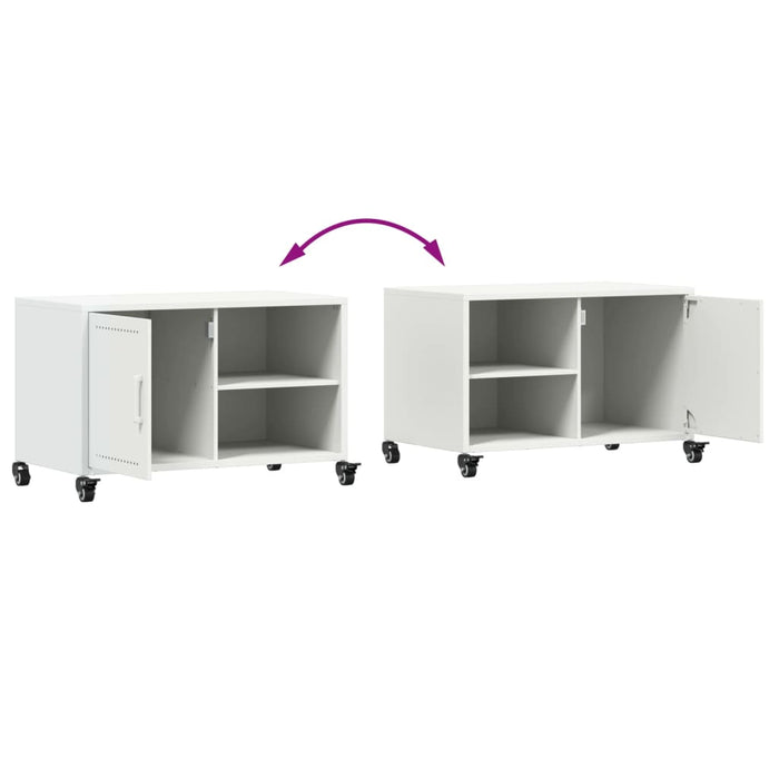 Mobile TV Bianco 68x39x43,5 cm in Acciaio Laminato a Freddo 846673