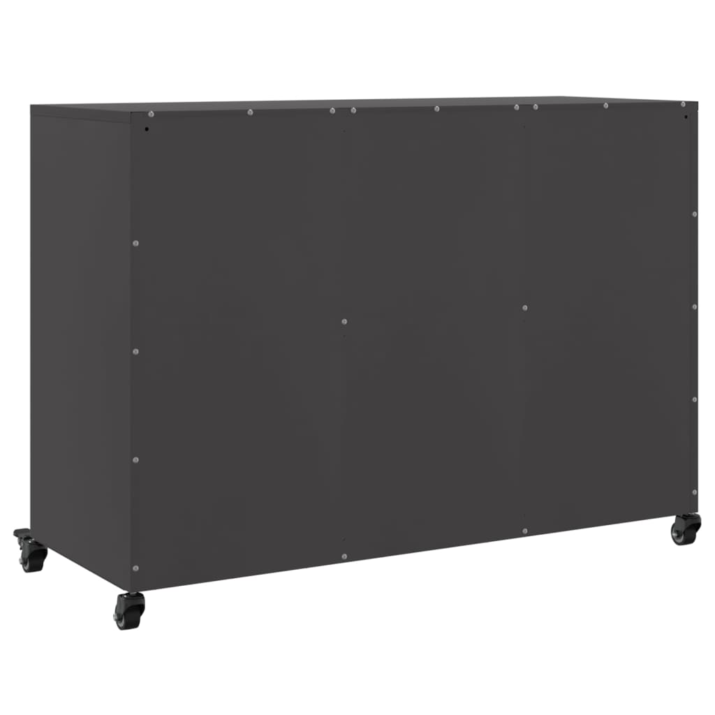 Credenza Nera 100,5x39x72 cm in Acciaio Laminato a Freddo 846680