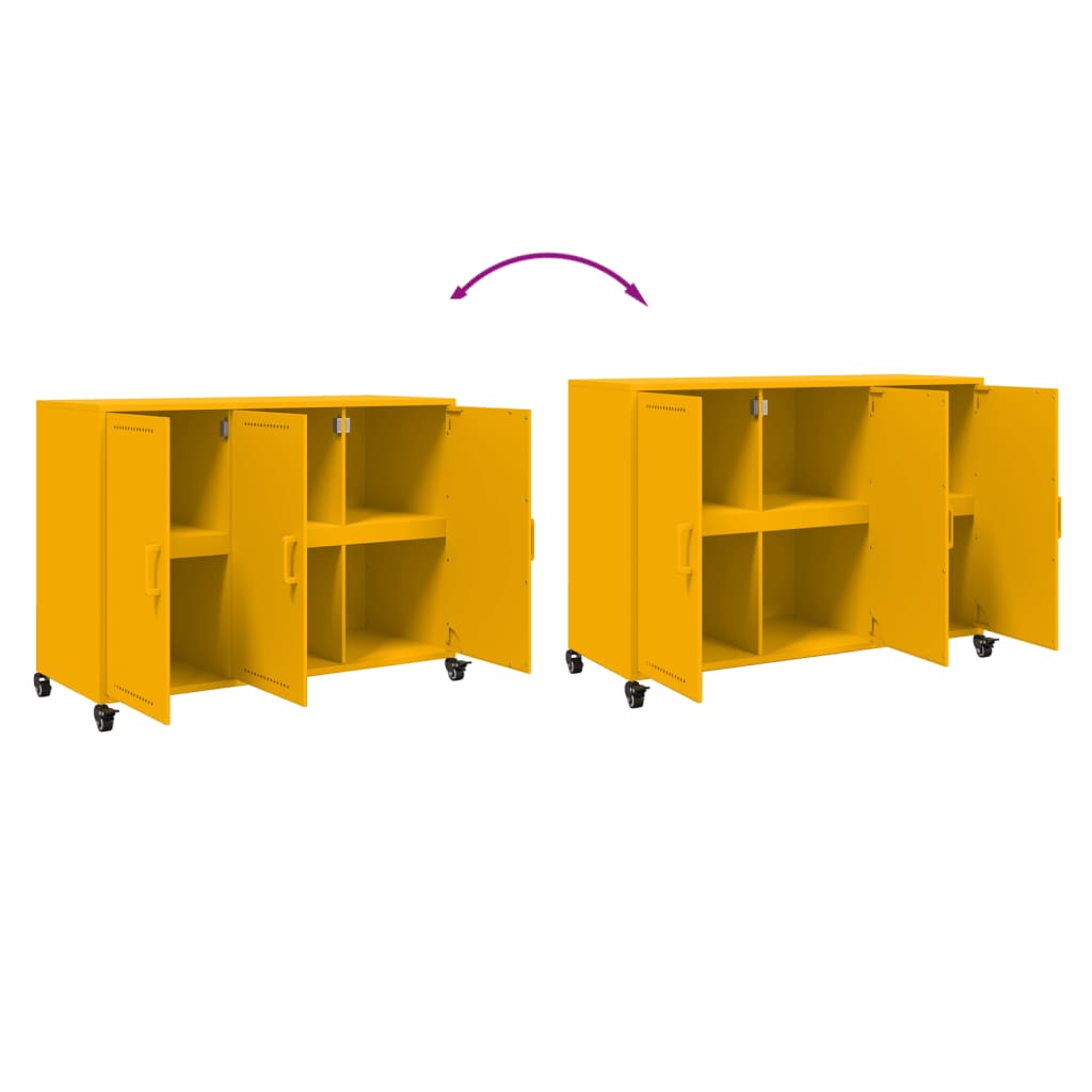 Credenza Giallo Senape 100,5x39x72 cm in Acciaio 846683