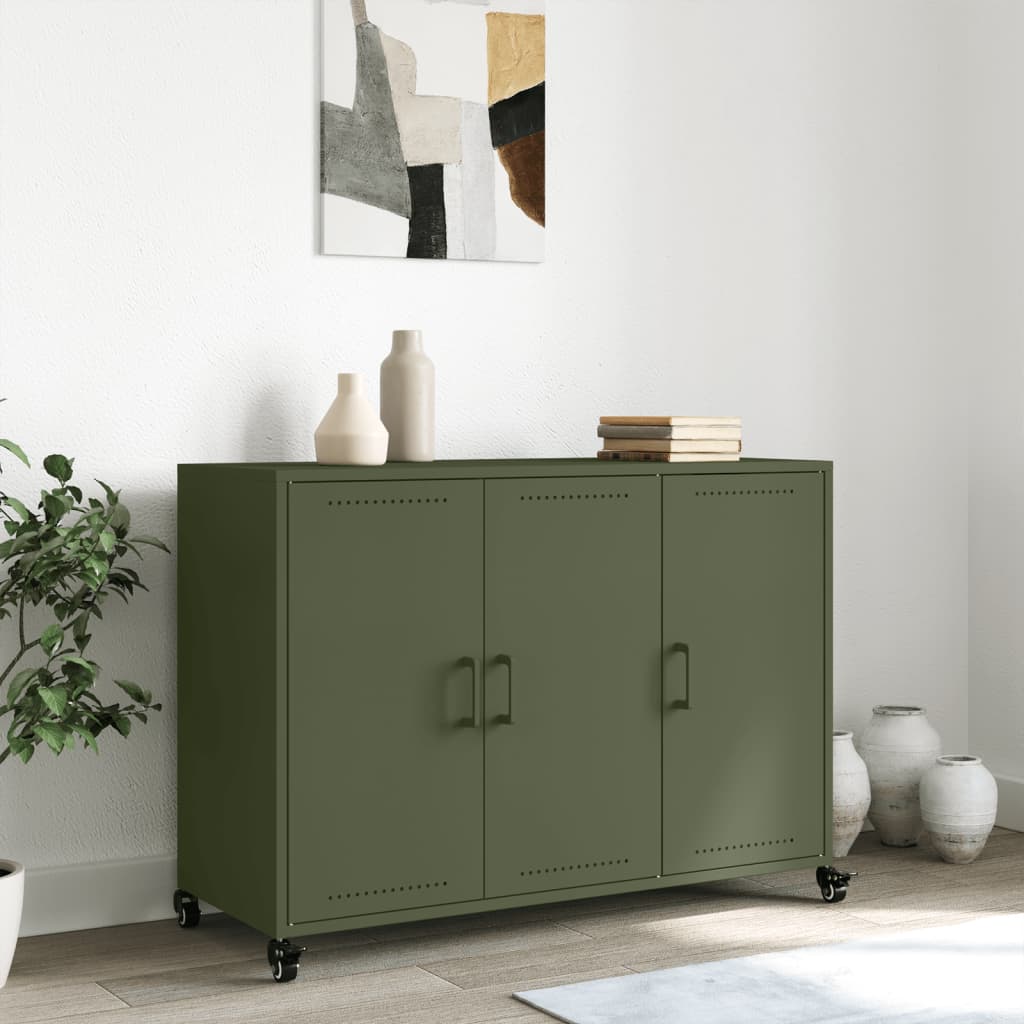 Credenza Verde Oliva 100,5x39x72 cm Acciaio Laminato a Freddo 846684