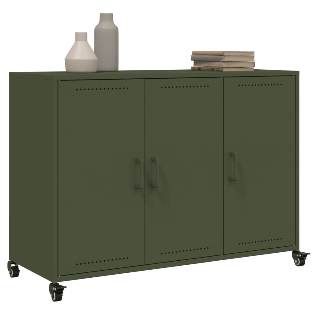 Credenza Verde Oliva 100,5x39x72 cm Acciaio Laminato a Freddo 846684