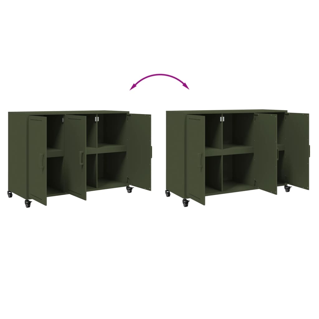 Credenza Verde Oliva 100,5x39x72 cm Acciaio Laminato a Freddo 846684