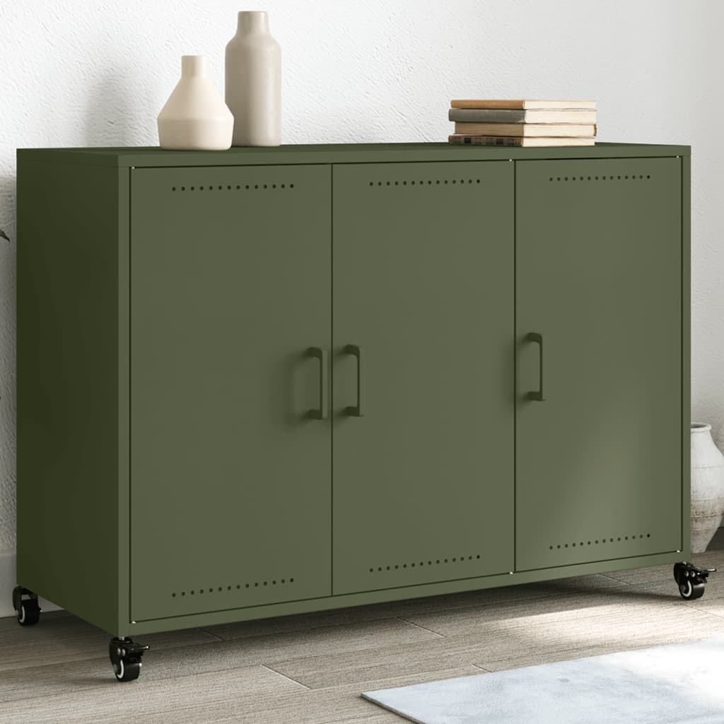 Credenza Verde Oliva 100,5x39x72 cm Acciaio Laminato a Freddo 846684