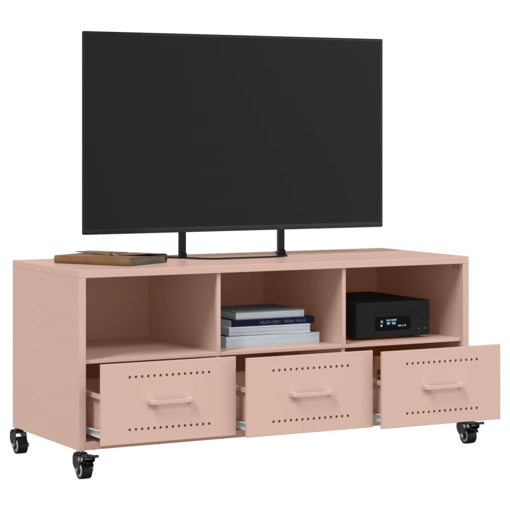 Mobile TV Rosa 100,5x39x43,5 cm in Acciaio Laminato a Freddo 846693