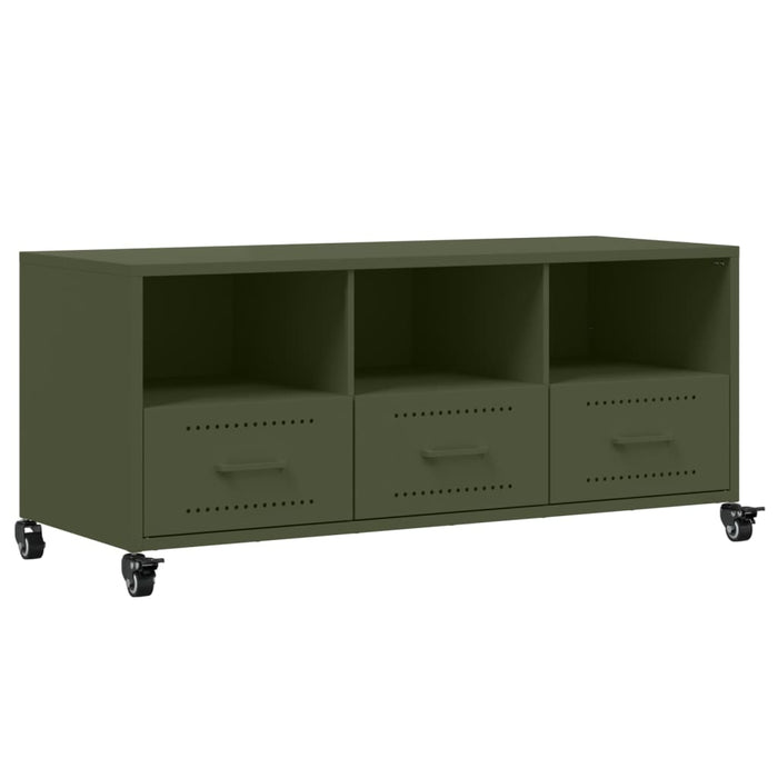 Mobile TV Verde Oliva 100,5x39x43,5cm Acciaio Laminato a Freddo 846696