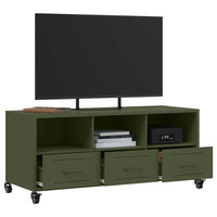 Mobile TV Verde Oliva 100,5x39x43,5cm Acciaio Laminato a Freddo 846696