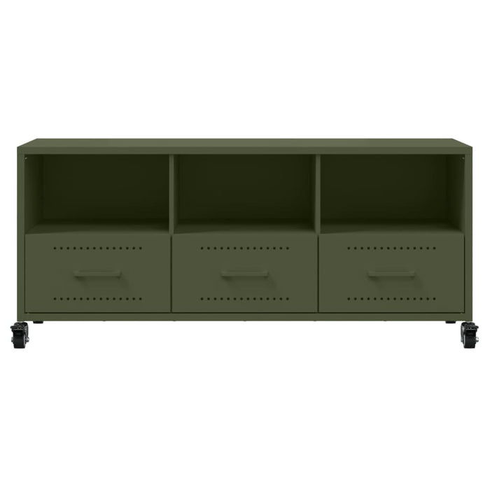 Mobile TV Verde Oliva 100,5x39x43,5cm Acciaio Laminato a Freddo 846696