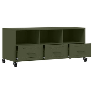 Mobile TV Verde Oliva 100,5x39x43,5cm Acciaio Laminato a Freddo 846696