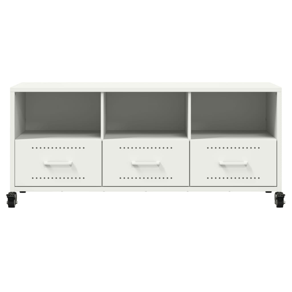 Mobile TV Bianco 100,5x39x43,5 cm in Acciaio Laminato a Freddo 846697