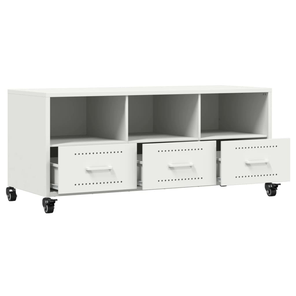 Mobile TV Bianco 100,5x39x43,5 cm in Acciaio Laminato a Freddo 846697