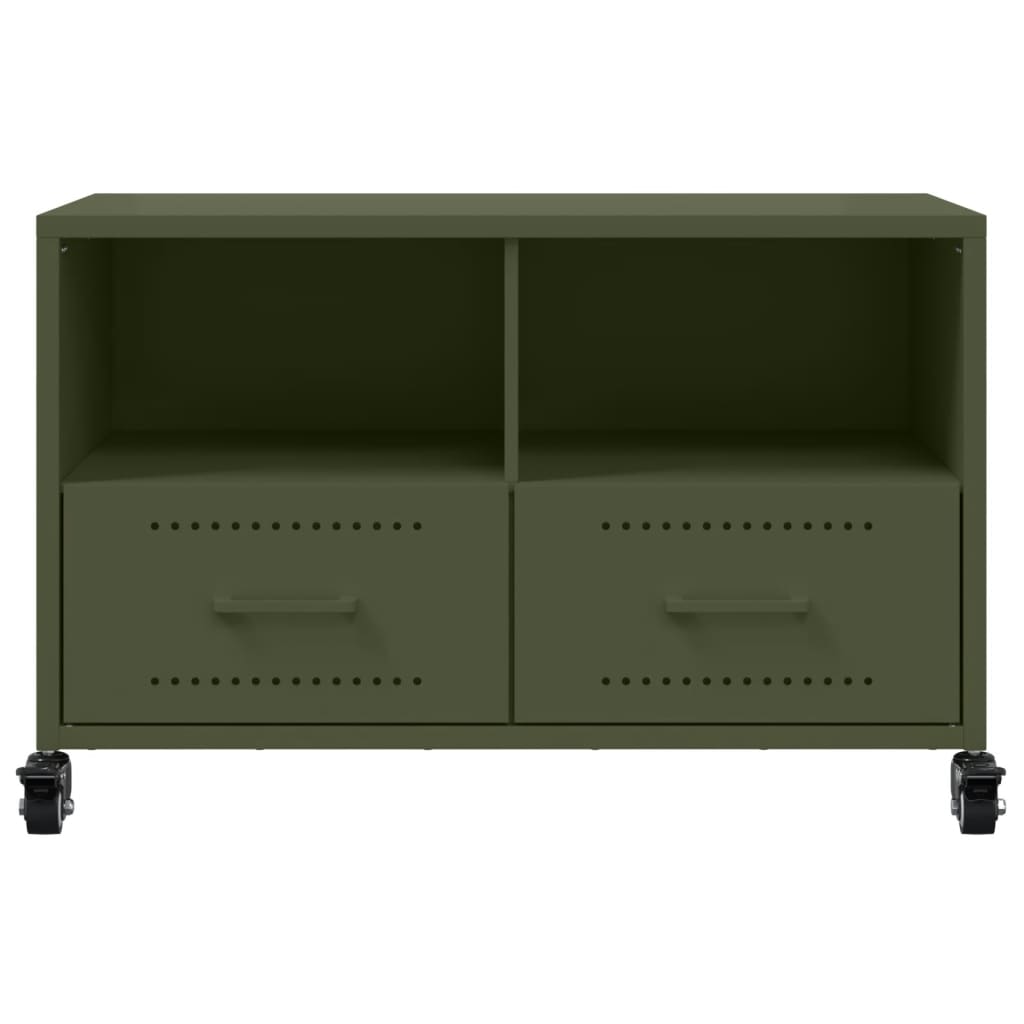 Mobile TV Verde Oliva 68x39x43,5cm in Acciaio Laminato a Freddo 846702