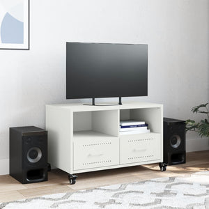 Mobile TV Bianco 68x39x43,5 cm in Acciaio Laminato a Freddo 846703