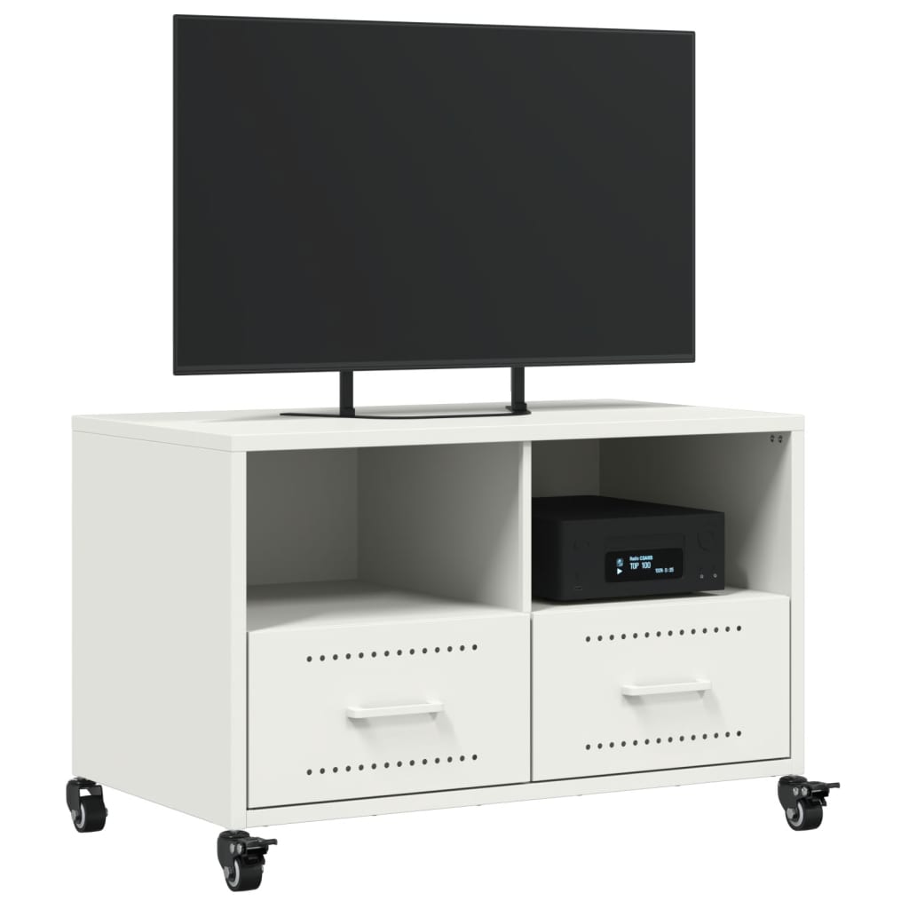 Mobile TV Bianco 68x39x43,5 cm in Acciaio Laminato a Freddo 846703