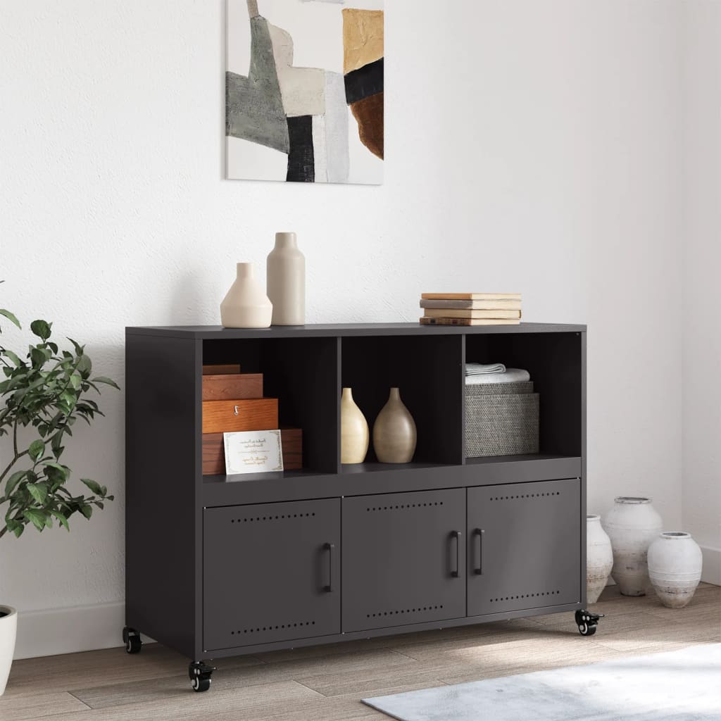 Credenza Nera 100,5x39x72 cm in Acciaio Laminato a Freddo 846734