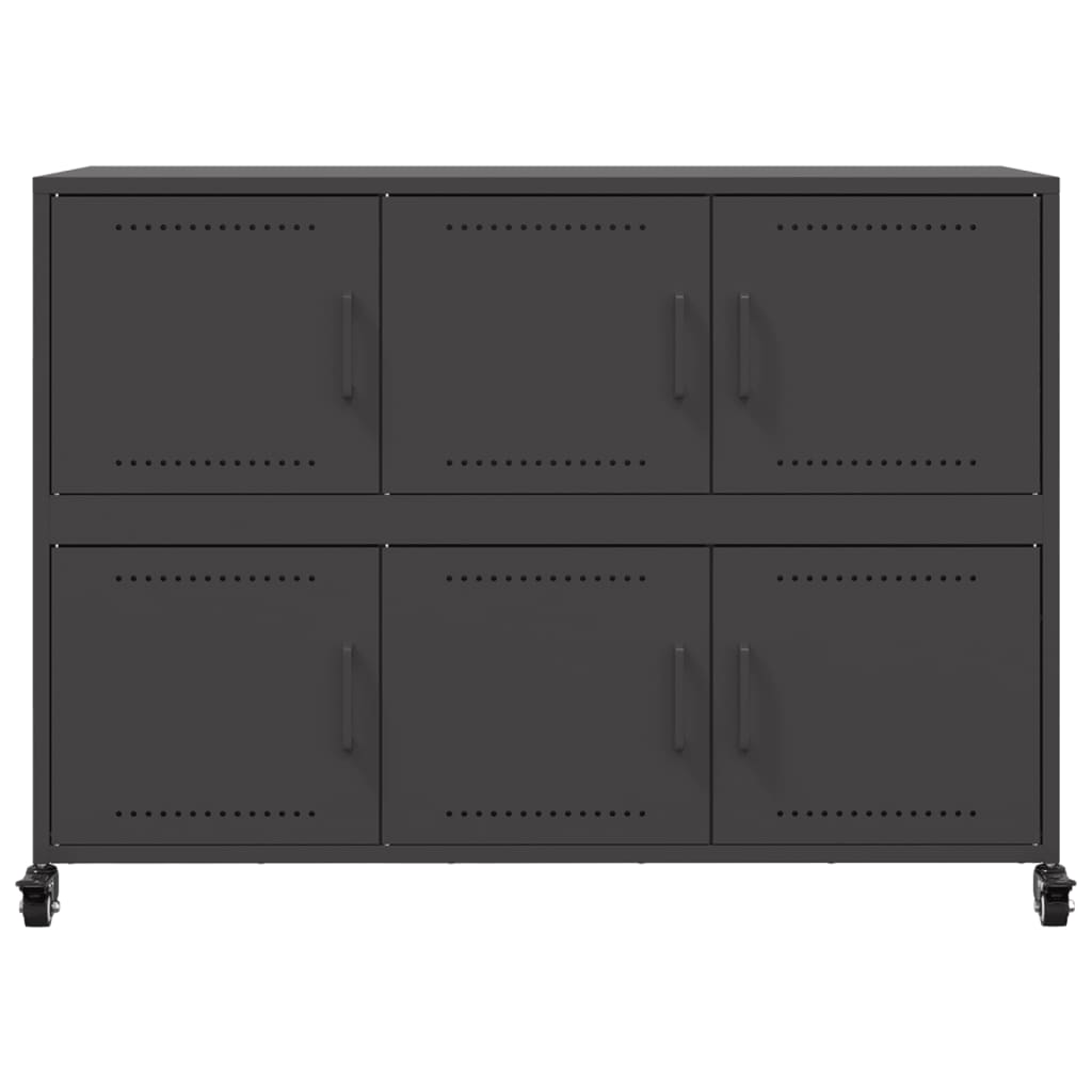 Credenza Nera 100,5x39x72 cm in Acciaio Laminato a Freddo 846740