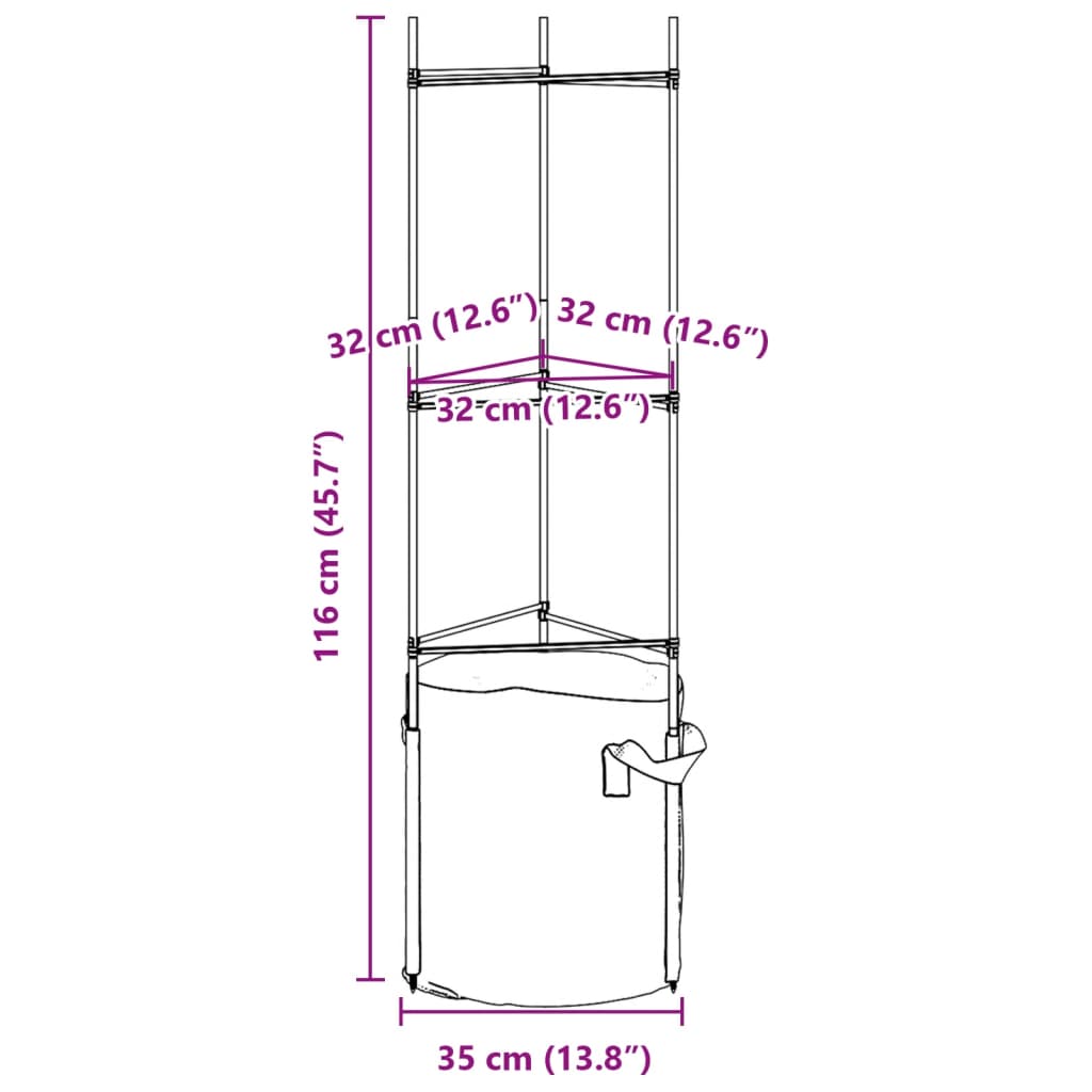 Sostegno Pomodori con Sacchetto Piante 2pz 116 cm Acciaio e PP 4009284