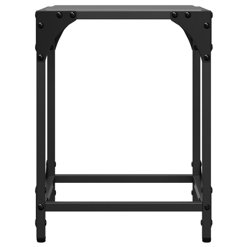 Tavolini da Salotto con Piano Vetro Nero 2pz 30x30x40cm Acciaio 845953