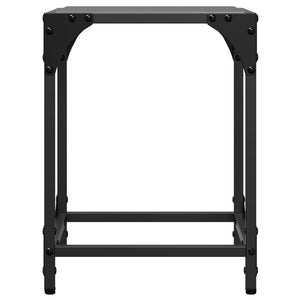 Tavolini da Salotto con Piano Vetro Nero 2pz 30x30x40cm Acciaio 845953