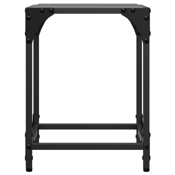 Tavolini da Salotto con Piano Vetro Nero 2pz 30x30x40cm Acciaio 845953