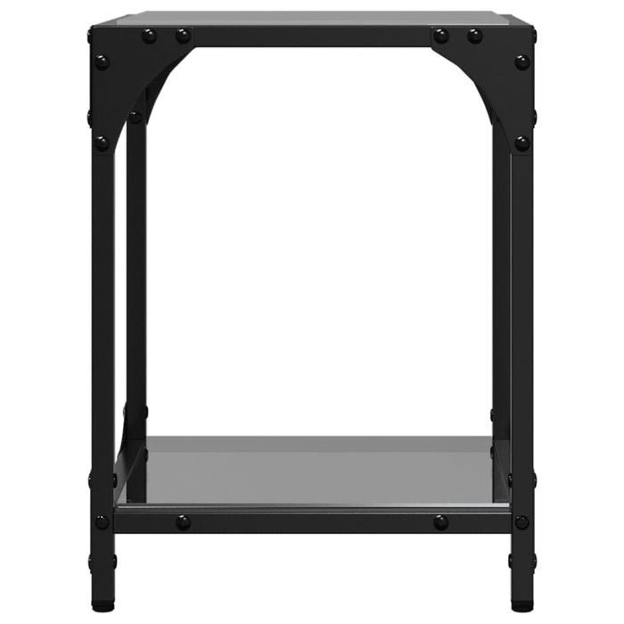 Tavolini da Salotto con Piano Vetro Nero 2pz 30x30x40cm Acciaio 845956