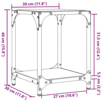 Tavolini da Salotto con Piano Vetro Nero 2pz 30x30x40cm Acciaio 845956