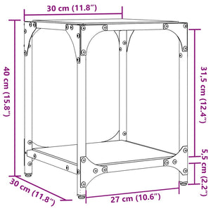 Tavolini da Salotto con Piano Vetro Nero 2pz 30x30x40cm Acciaio 845956