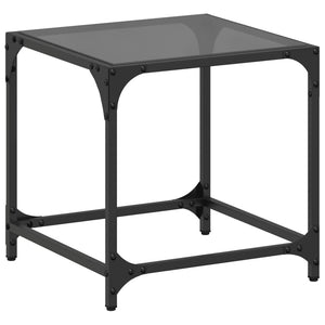 Tavolino con Piano in Vetro Nero 40x40x40 cm Acciaio 845960