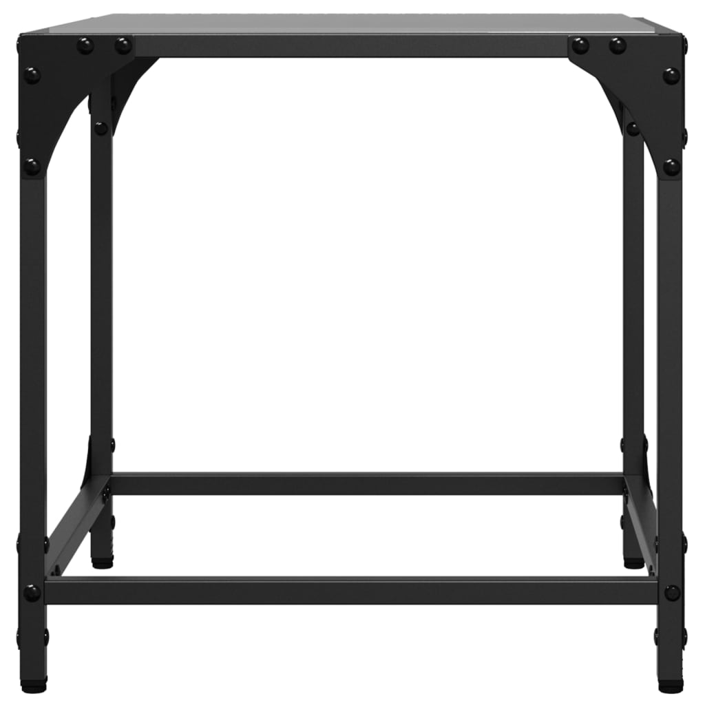 Tavolino con Piano in Vetro Nero 40x40x40 cm Acciaio 845960