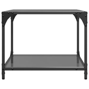 Tavolini da Salotto con Piano Vetro Nero 2pz 50x50x40cm Acciaio 845973