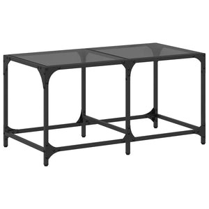 Tavolino con Piano in Vetro Nero 78,5x40x40 cm Acciaio 845975