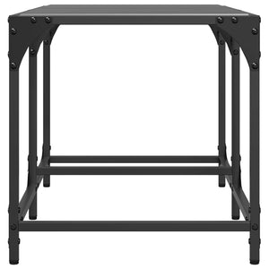 Tavolino con Piano in Vetro Nero 78,5x40x40 cm Acciaio 845975