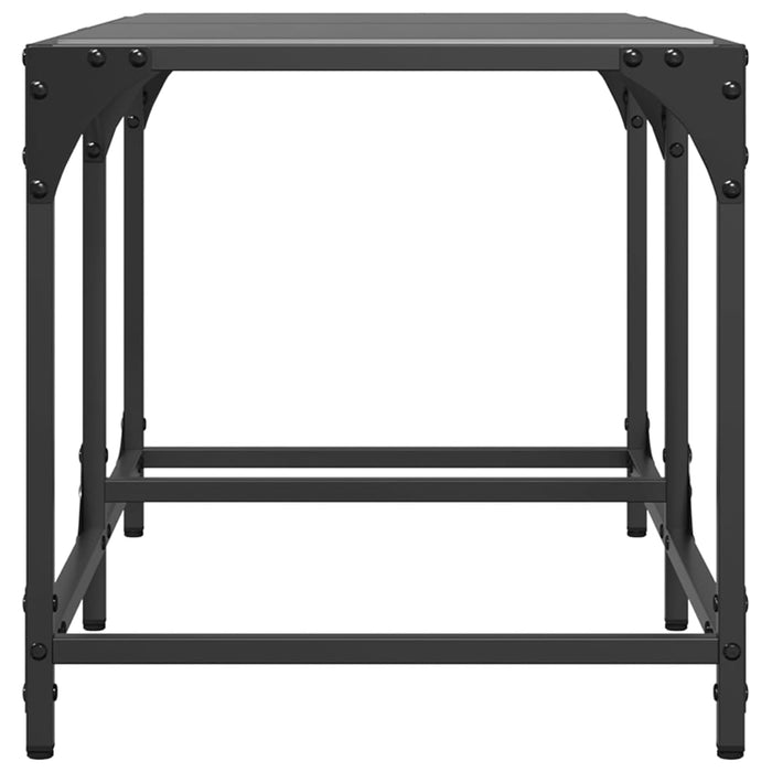 Tavolino con Piano in Vetro Nero 78,5x40x40 cm Acciaio 845975