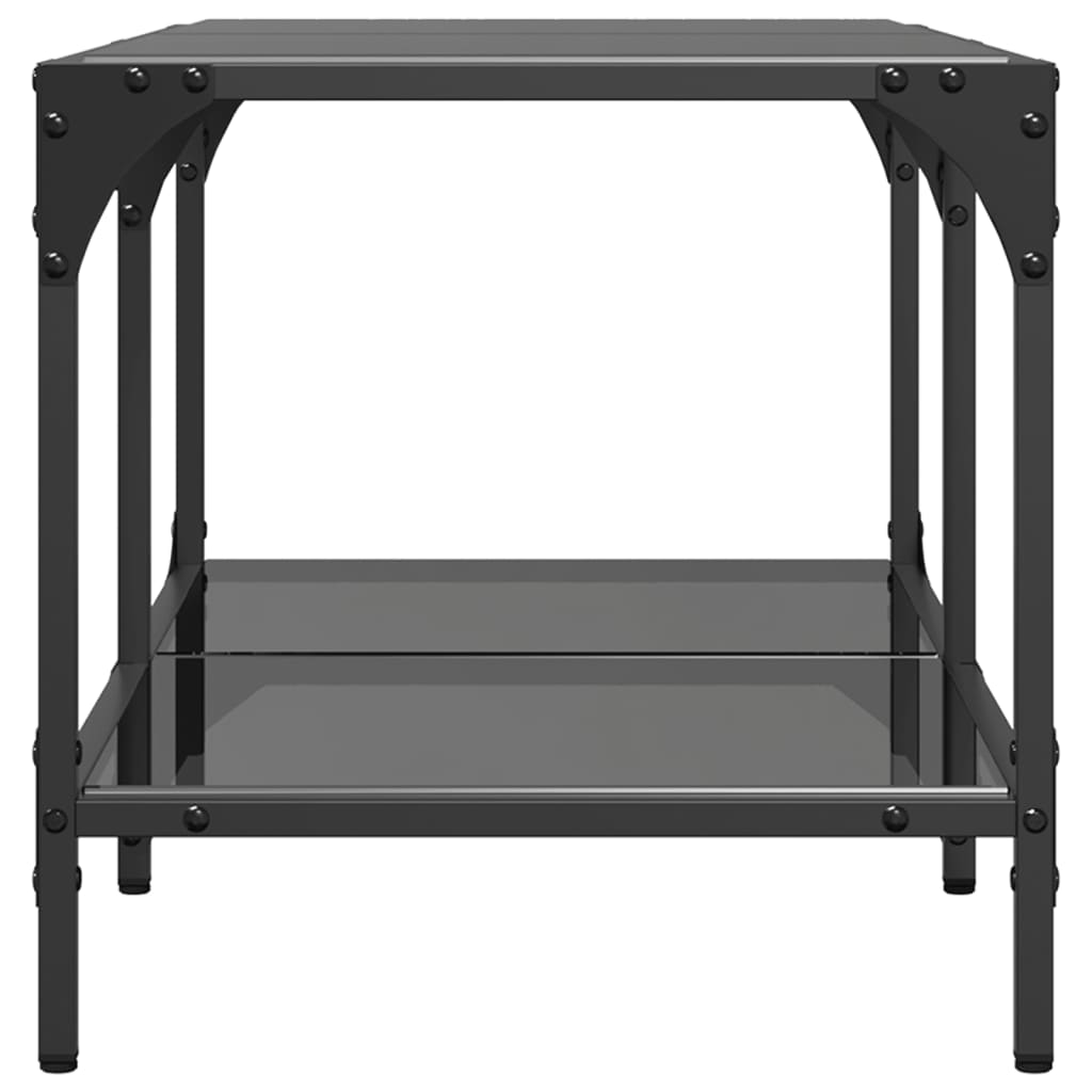 Tavolino con Piano in Vetro Nero 78,5x40x40 cm Acciaio 845977