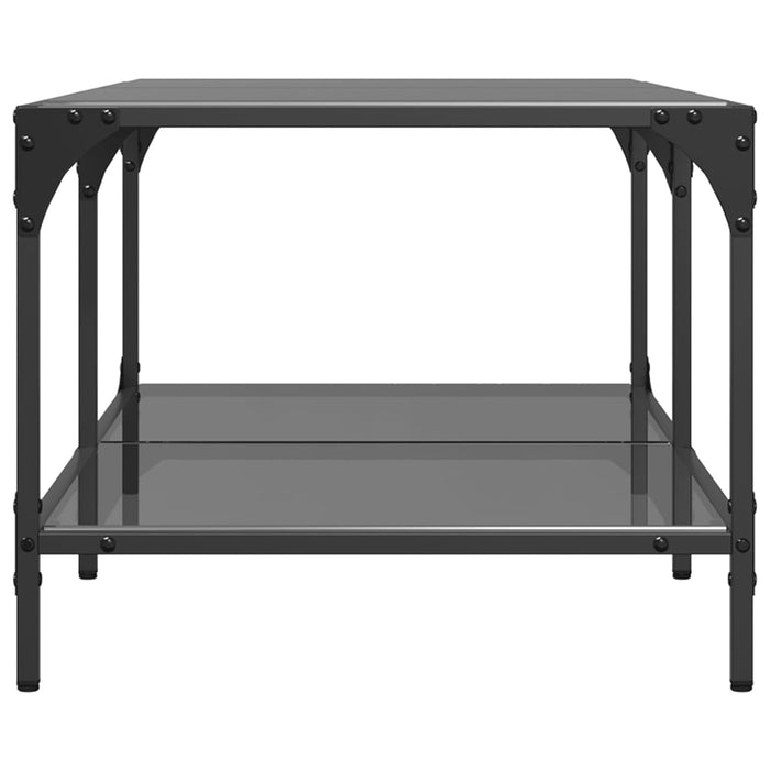 Tavolino con Piano in Vetro Nero 98,5x50x40 cm Acciaio 845981