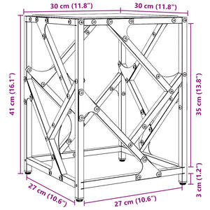 Tavolino Salotto con Piano Vetro Trasparente 30x30x41cm Acciaio 845988