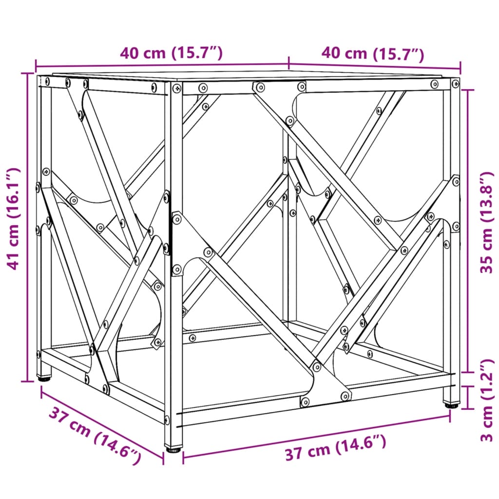 Tavolini con Piano in Vetro Trasparente 2 pz 40x40x41cm Acciaio 845990