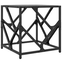 Tavolino con Piano in Vetro Nero 40x40x41 cm Acciaio 845991